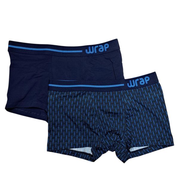 Εικόνα της 2Pack Wrap Boxer Μπλε/Μαύρο Εμπριμέ.