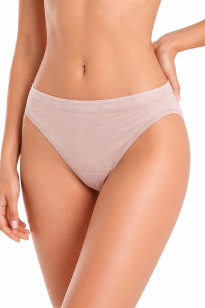 Εικόνα της Sloggi 100 Tai Μπεζ Βαμβακερό Γυναικείο Slip Με Εξωτερικό Λάστιχο.