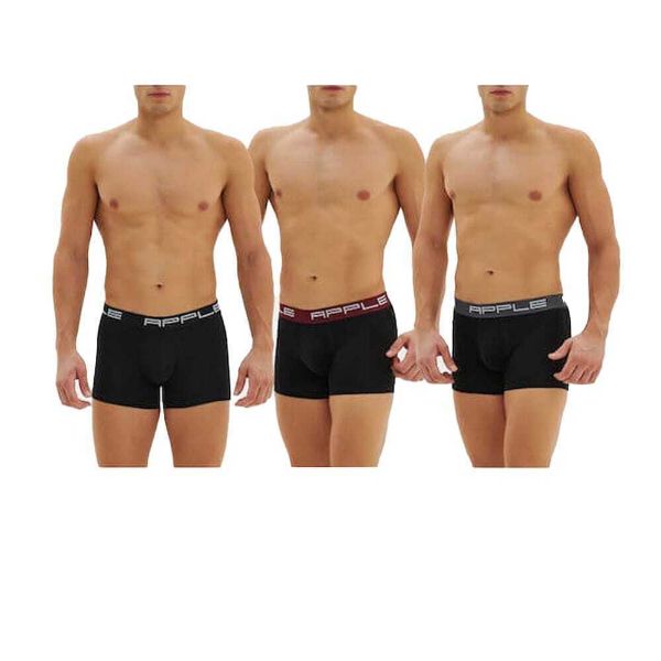 Εικόνα της 3Pack Apple Boxer Ανδρικά Μαύρο (Μπλε/Μπορντό/Μάυρο:Λάστιχα)  APP-0114965