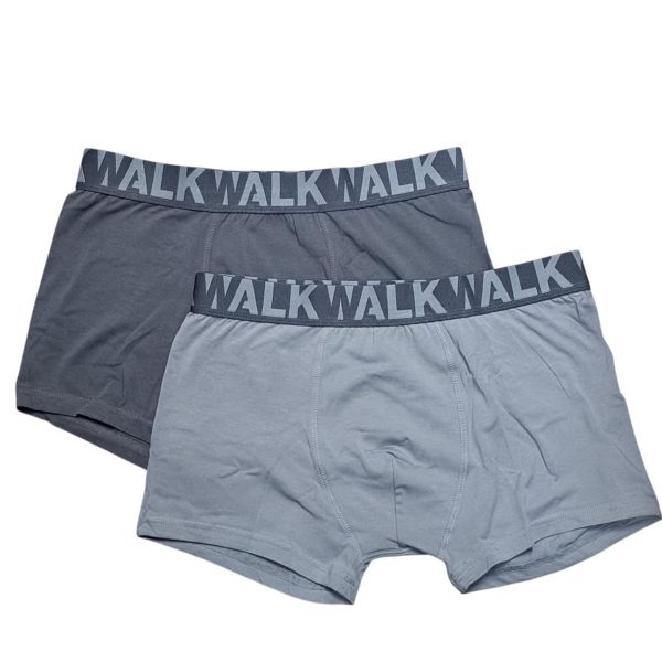 Εικόνα της 2Pack Walk Boxer Cotton Βαμβακερά Ανθρακί/Γκρι Με Εξωτερικά Λάστιχα.