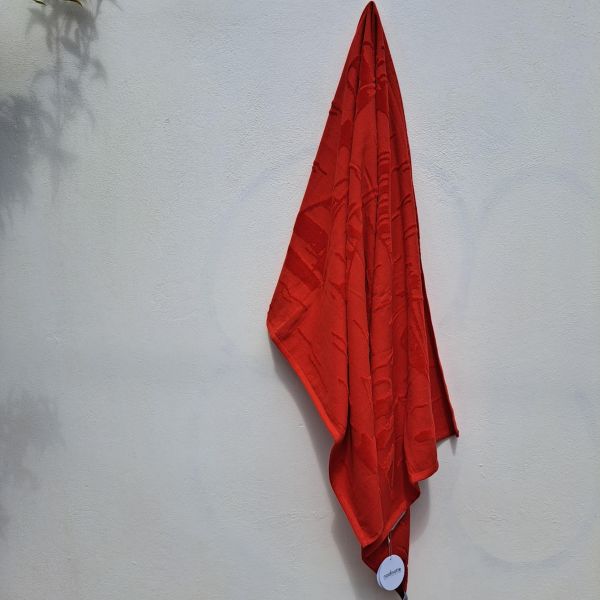 Εικόνα της Noidinotte Κόκκινη Βαμβακερή Πετσέτα Θαλάσσης Με Ανάγλυφο Σχέδιο (180X90).