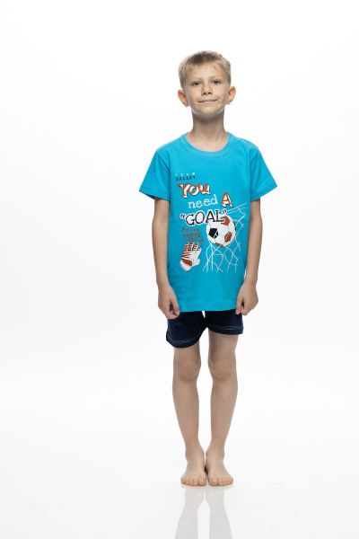 Εικόνα της Galaxy Βαμβακερή Παιδική Πιτζάμα Τιρκουάζ/Μπλε.