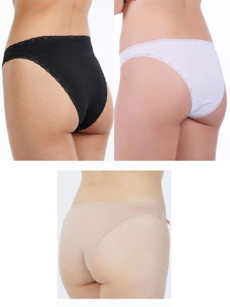 Εικόνα της MEI Βαμβακερά Γυναικεία Slip 3Pack Μαύρο-Λευκό-Μπεζ 204030