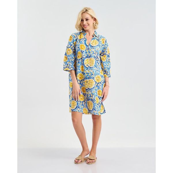 Εικόνα της Ble Resort Collection Καφτάνι Μπλε Κουμπωτό.