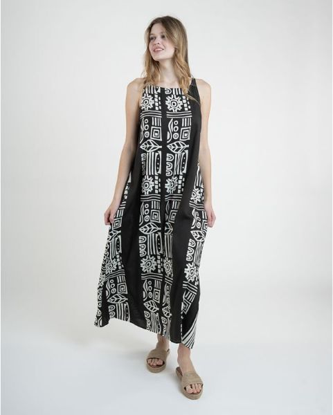 Εικόνα της Ble Resort Collection Αμάνικο Μαύρο Φόρεμα Μακρύ.