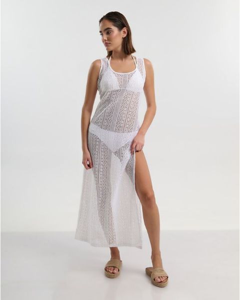 Εικόνα της Ble Resort Collection Μακρύ Φόρεμα Αμάνικο Λευκό.