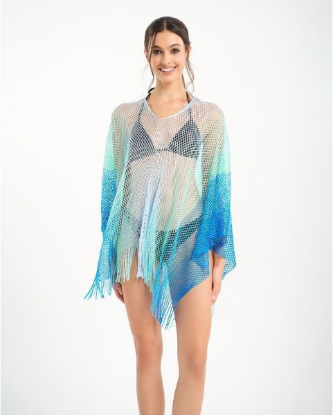 Εικόνα της Ble Resort Collection Διχτυωτό Κιμονό Μπλε.