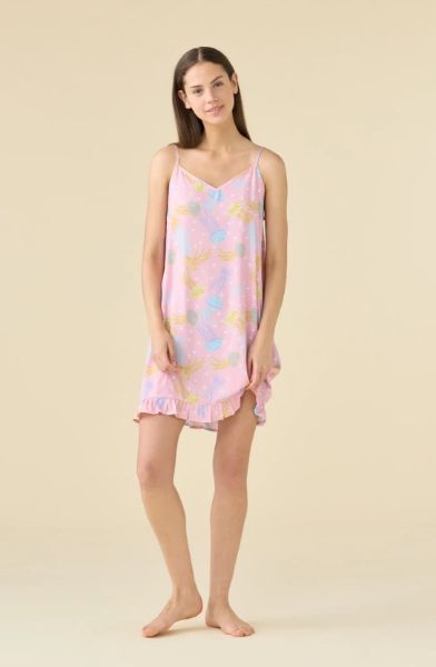 Εικόνα της Noidinotte Ροζ Γυναικείο Νυχτικό Με Ραντάκι Ρυθμιζόμενο.