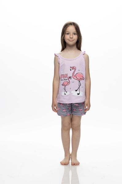 Εικόνα της Galaxy Βαμβακερή Παιδική Πιτζάμα Ροζ/Ριγέ.