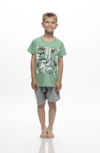 Εικόνα της Galaxy Βαμβακερή Παιδική Πιτζάμα Πράσινη/Γκρι.