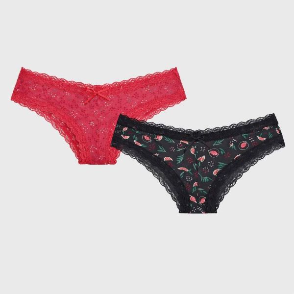 Εικόνα της 2Pack Walk Lace Brazilian Bamboo Μαύρο/Κόκκινο.