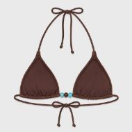Εικόνα της Bluepoint Καφέ Πλεκτό Bikini Top Τρίγωνο Με Χάντρες.