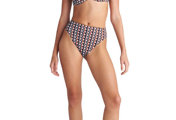 Εικόνα της Blu4u Εκρού/Καφέ Ψηλόμεσο Bikini Slip.