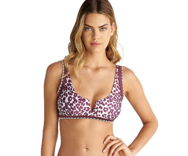 Εικόνα της Blu4u Μελιτζανί Λεοπάρ Bikini Top Χωρίς Μπανέλες.