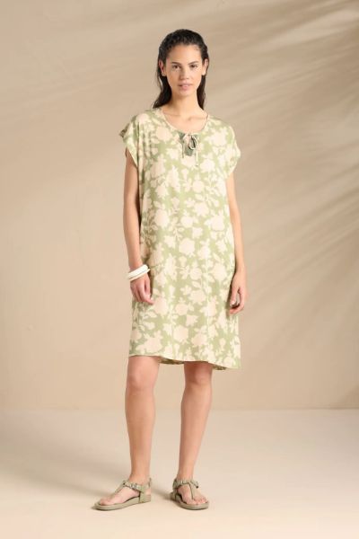 Εικόνα της Noidinotte Viscose Λαδί/Μπεζ Homewear Φόρεμα.