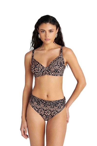 Εικόνα της Blu4u Μαύρο Εμπριμέ Bikini Top Με Μπανέλες.