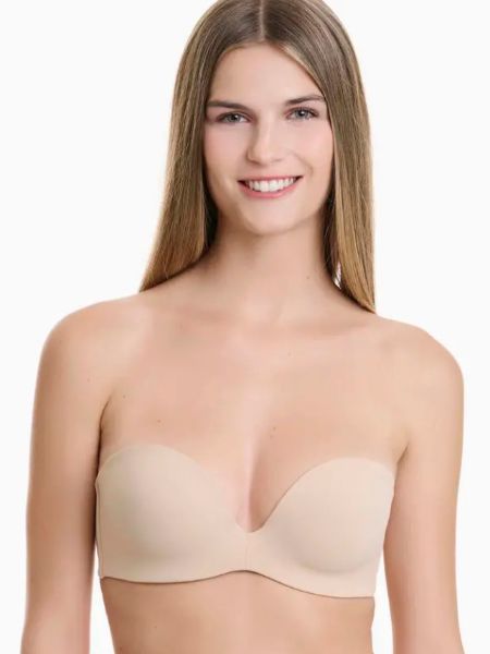 Εικόνα της Walk Μπεζ Strapless push-up σουτιέν με αφαιρούμενη ενίσχυση & μπανέλες.
