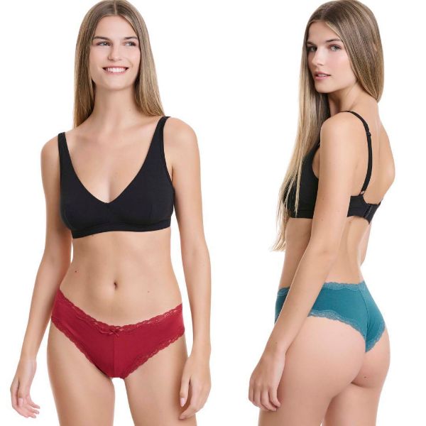 Εικόνα της Walk Γυναικεία Brazil 2Pack με Δαντέλα Κόκκινο-πετρόλ W2014-2887