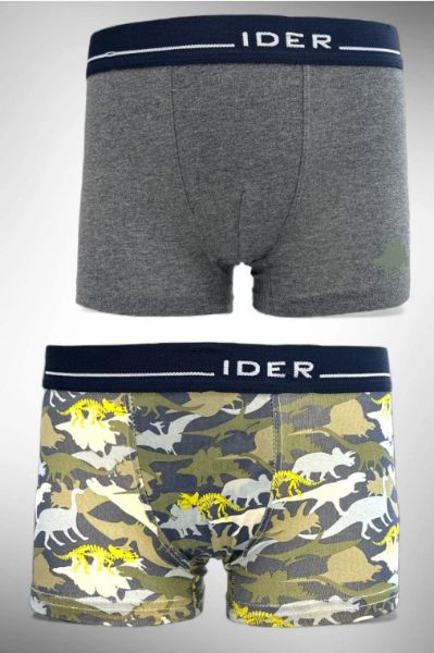 Εικόνα της 2Pack Ider Παιδικά Boxer Βαμβακερά Ανθρακί/Εμπριμέ Δεινόσαυροι.