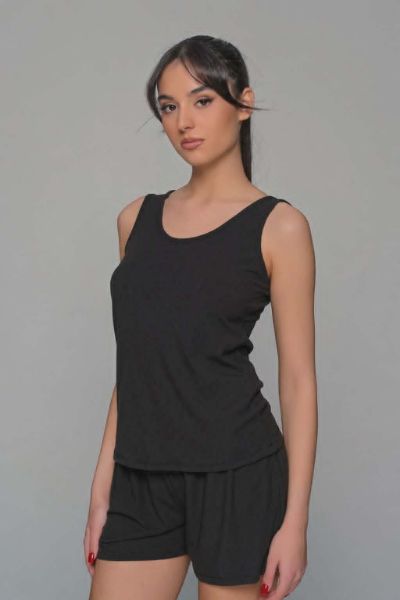 Εικόνα της Milena Viscose Rib Μαύρο Babydoll.
